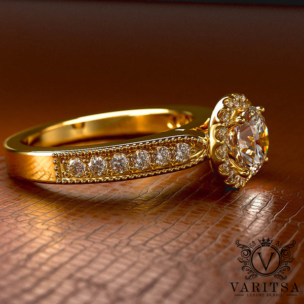 1.0ct Diamond Classic Halo Diamond Engagement Ring - 01US50